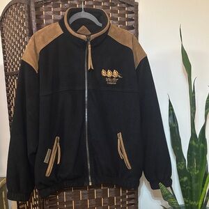 Storm Black and Tan Contrast Fleece Bomber Jacket